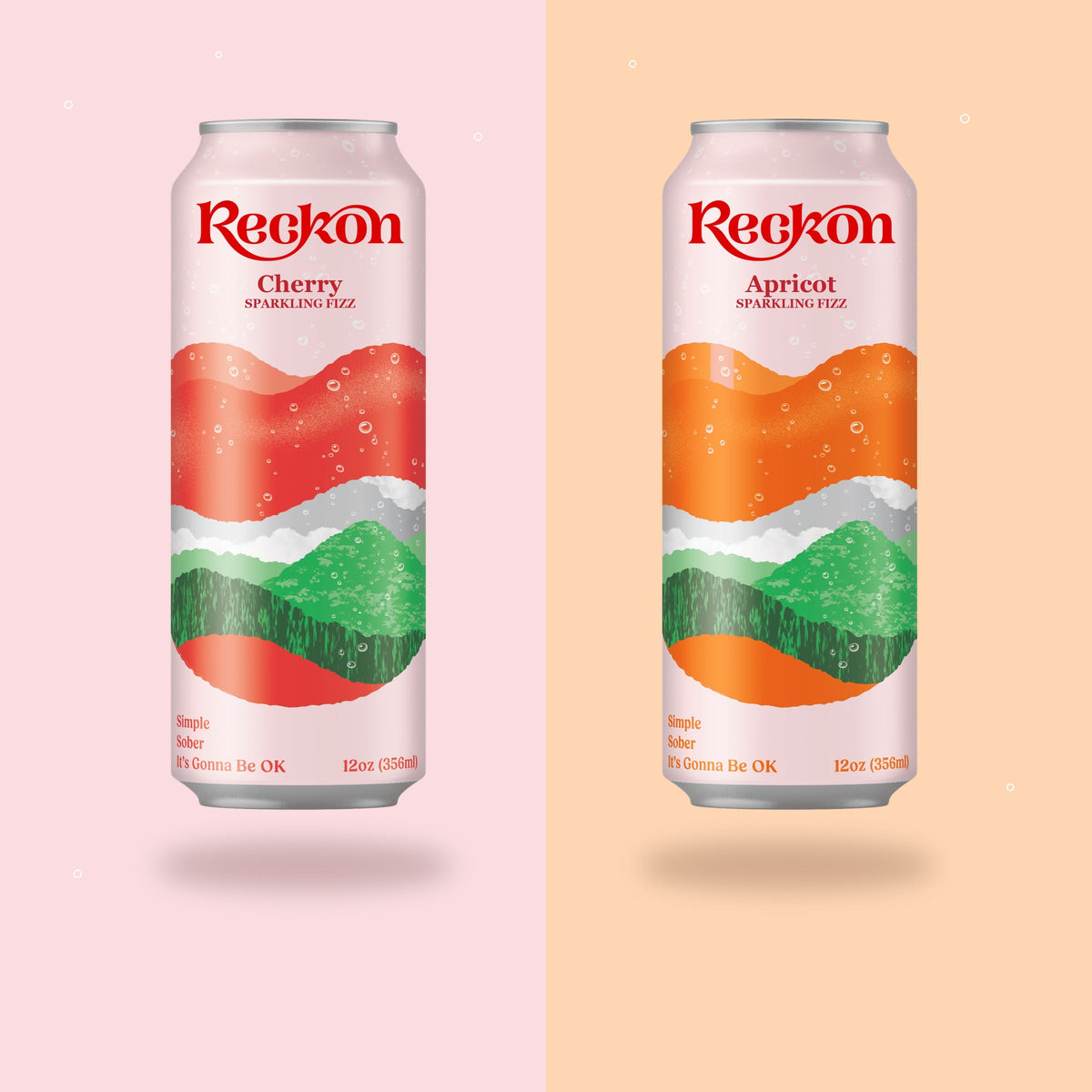 Reckon variety pack of Cherry and Apricot tart craft soda cans, boxed as a gift