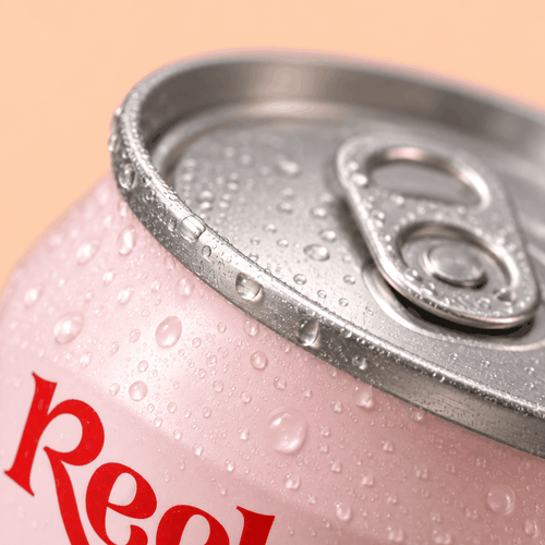 Close-up of the top rim and lid of a chilled Reckon Apricot can