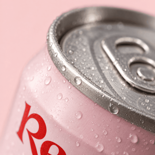 Close-up of the top rim and lid of a chilled Reckon Cherry can